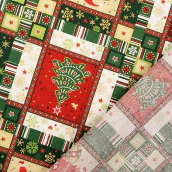 Preview: Baumwolldruck Weihnachtsmotive Patchworkoptik